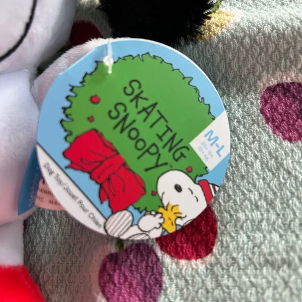 Festive Snoopy Dog Toy with Red Hat